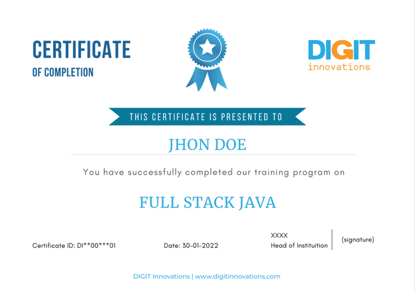 Java FullStack Certificate